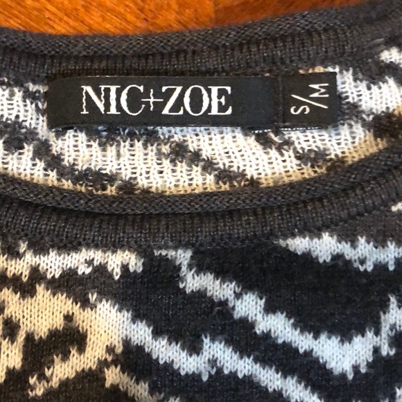 Nic & Zoe Zebra Print Asymmetrical Sweater Poncho Small Medium - Picture 3 of 4